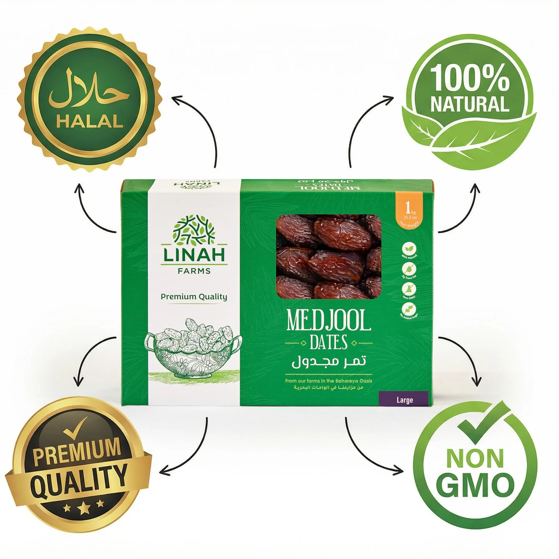 LINAH MEDJOOL DATES LARGE 1000GM
